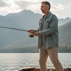 Habit Mens Fish Finder Sharkskin Plaid Long Sleeve Fishing Shirt Grey 2XL